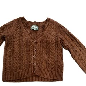 Brown button up sweater, small